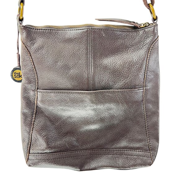 The Sak Striped Patchwork Leather Crossbody Bag Adjustable Strap Red Pink Teal - Picture 7 of 16